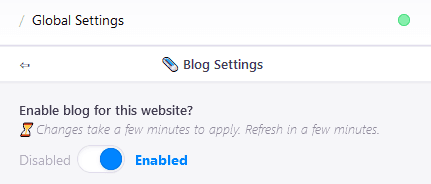 Contrôle du blog activé