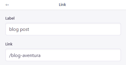 Options d’édition pour le « Lien »
