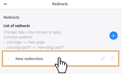 Cliquez sur la nouvelle redirection