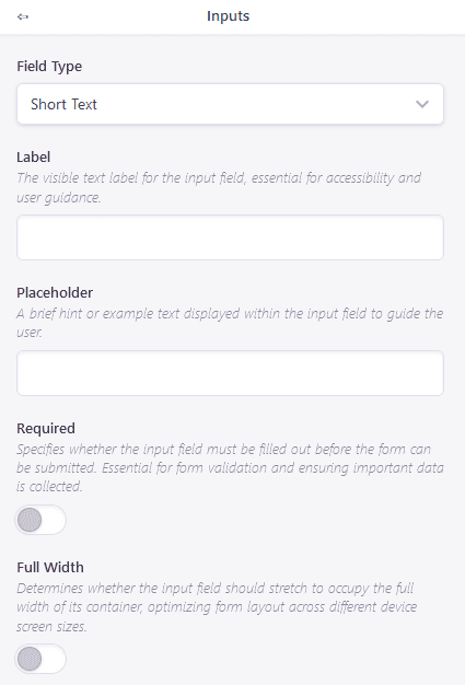 Options de l’input