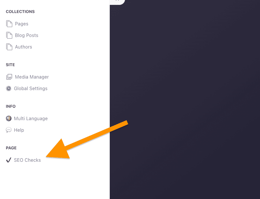 Flèche pointant vers le SEO Checker